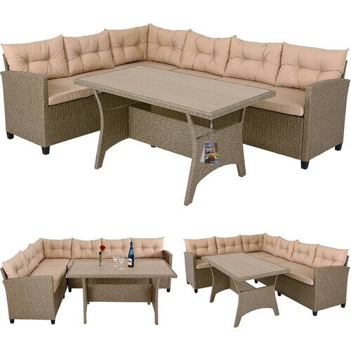 Tweedekans Casaria Loungeset 16-delig Grijs/Beige Kunststof Tweedehands