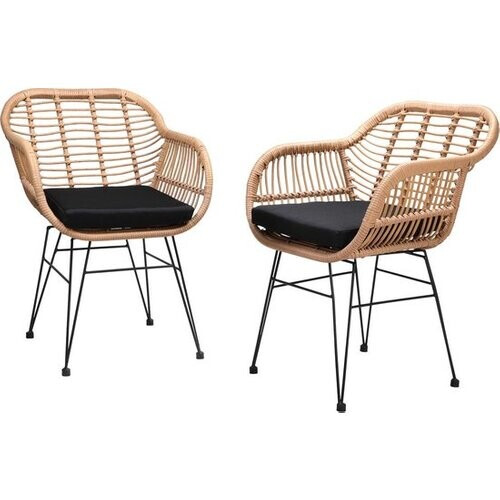 Tweedekans Casaria Poly Rieten Stoelen – Set van 2 – Naturel – Comfortabel & Weerbestendig Tweedehands