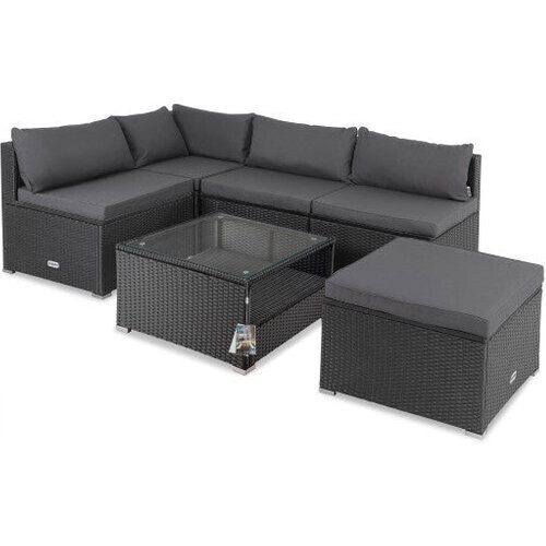 Tweedekans Casaria Polyrattan Loungeset - Incl. Kussens Tafel - Zwart Antraciet Tweedehands