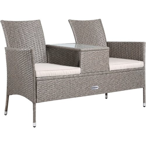 Tweedekans Casaria Tuinbank – Incl. Kussens & Met Middentafel – 143 x 55 x 88 cm – Beige