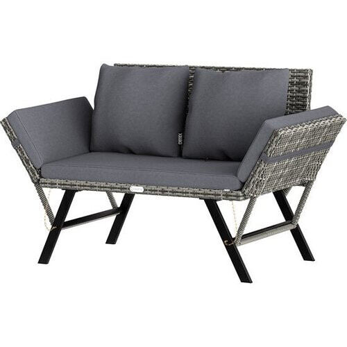 Tweedekans Casaria Polyrattan Tuinbank – Verstelbaar Incl. Kussens – Grijs Tweedehands