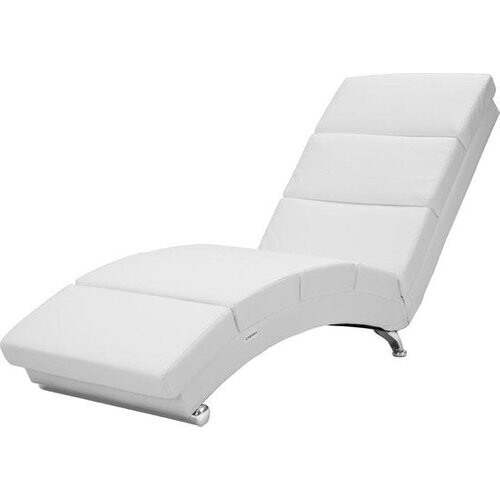 Tweedekans Casaria Relax ligstoel London wit leer met verchroomde pootjes Tweedehands