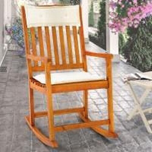 Tweedekans Casaria Schommelstoel – Acaciahout Incl. 2 Kussens – Bruin Tweedehands