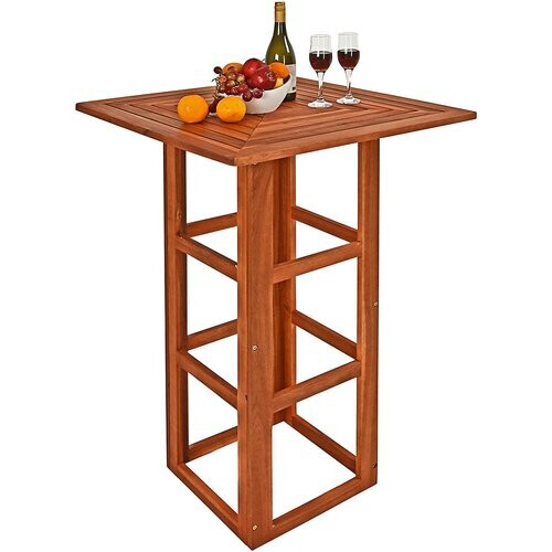 Tweedekans Casaria Statafel - Hout 110cm Hoog 75x75cm Massief – Indoor Outdoor Tweedehands