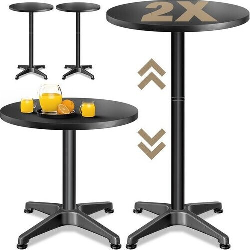 Tweedekans CASARIA Statafel - Set van 2 Rond Verstelbar 70cm 115cm -Zwart Tweedehands