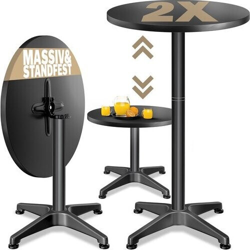 Tweedekans CASARIA Statafels - Set van 2 Inklapbaar Verstelbaar 70cm 115cm - Zwart