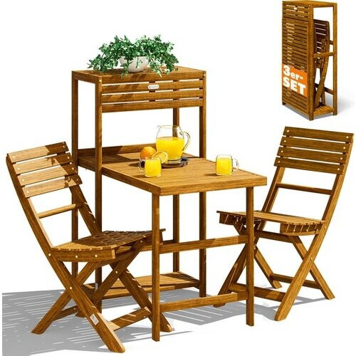 Tweedekans Casaria Tuinset - 2 Stoelen 1 Tafel Inklapbaar Weerbestendig - Acacia Tweedehands