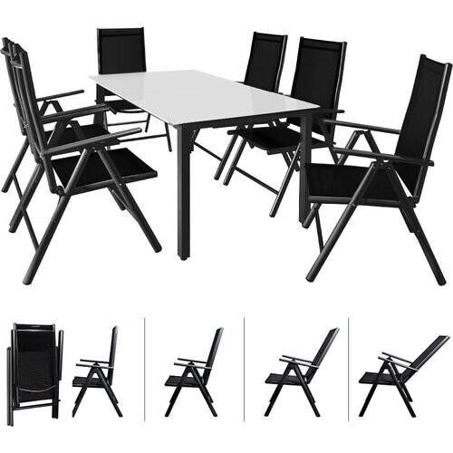Tweedekans Casaria Tuinset Bern - 6 Stoelen 1 Tafel Aluminium - Antraciet Tweedehands