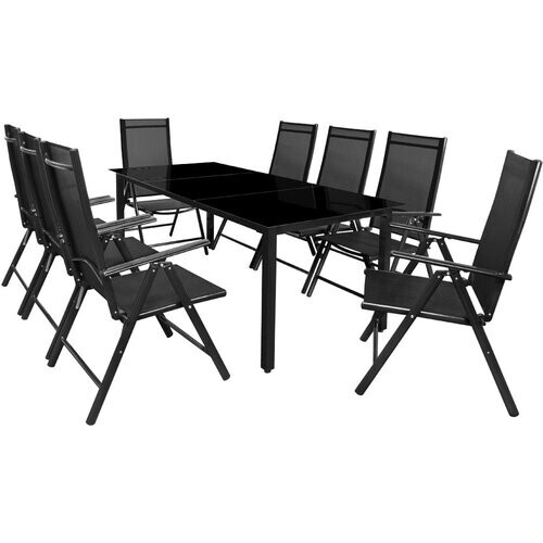 Tweedekans Casaria Tuinset Bern – 8 Personen Aluminium 8 Stoelen 1 Tafel - Antraciet Tweedehands