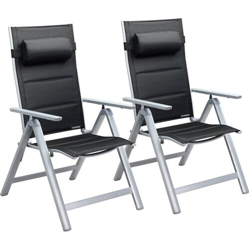 Tweedekans Casaria Tuinstoel Aluminium - 2 stuks Inklapbaar - Zilver Tweedehands