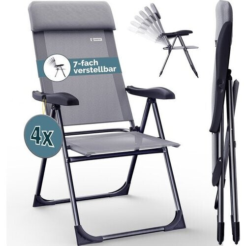 Tweedekans Casaria Tuinstoelen 4 Stuks - Opvouwbaar 7-voudig Verstelbaar – Grijs