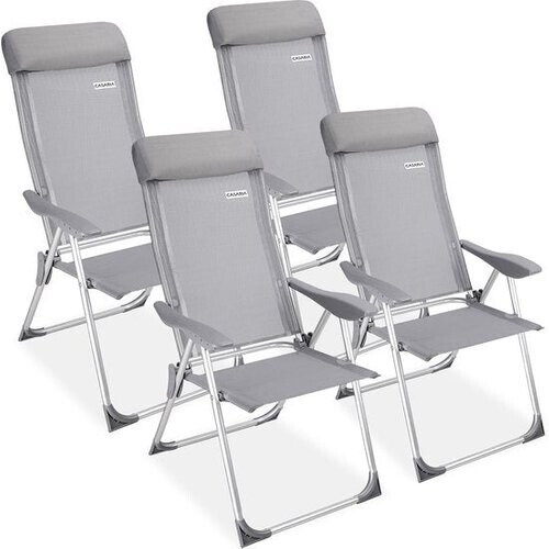 Tweedekans Casaria Tuinstoelen – 7-Standen Verstelbaar – Set van 4 – 57 x 110 x 44 cm – Grijs Tweedehands