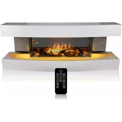 Tweedekans Classic Fire Elektrische Sfeerverwarming - 2000W - LED Vlammen - Wit - 120x31x46 cm Tweedehands