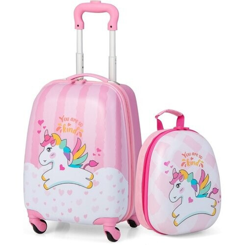 Tweedekans Coast 2-Delige Kinderkofferset Trolley + Rugzak - Eenhoorn Roze - 32cm (L) x 22cm (B) x 40cm (H) Tweedehands