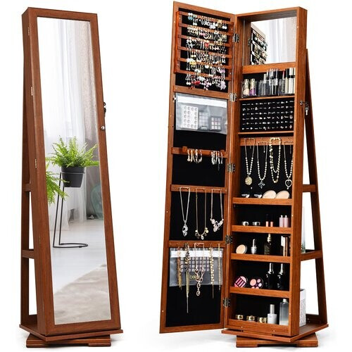 Tweedekans Coast 2 in 1 sieradenkast en geleiderplank met volledige lichaamsniveau 39 x 39 x 161 cm bruin Tweedehands