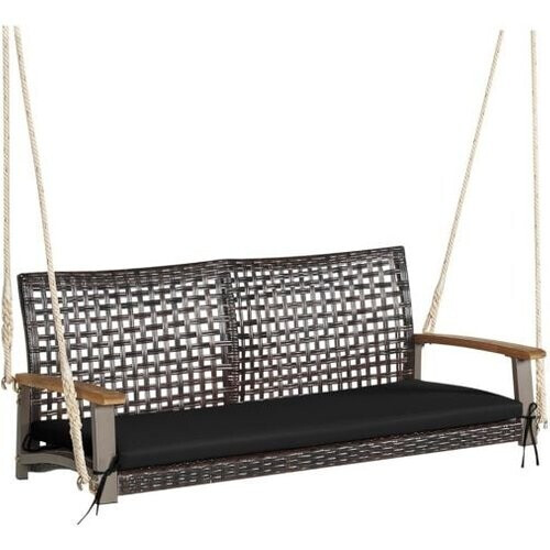 Tweedekans Coast 2-persoons Hangbank met Kussen - Zwart - 131 x 68 x 54 cm