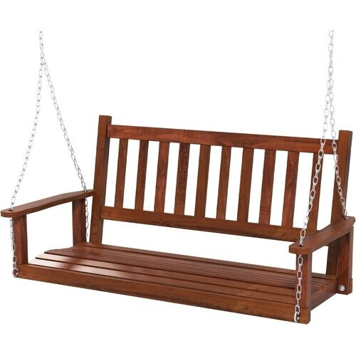 Tweedekans Coast 2-persoons Houten Buitenschommel / Hangbank — 136 x 67 x 63 cm, Bruin, Draagvermogen 230 kg