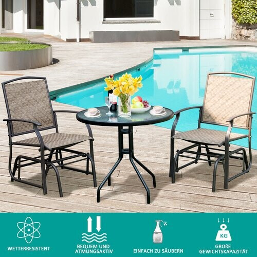 Tweedekans Coast 2 schommelstoelen tuinmeubilair met metalen frame 58 x 70 x 94 cm bruin Tweedehands