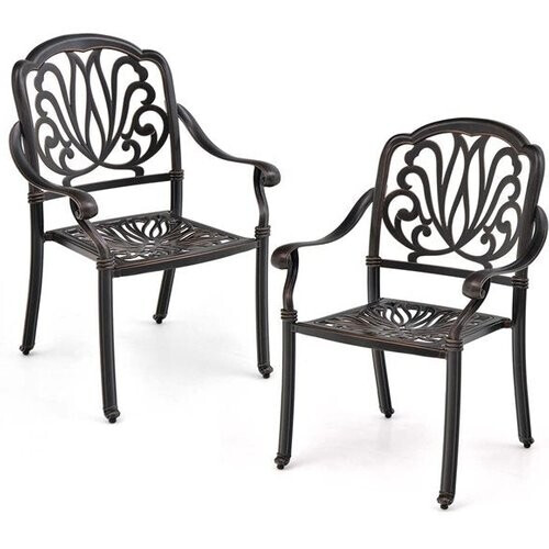 Tweedekans Coast 2 set tuinstoelen gemaakt van gegoten aluminium met stackbare terrasstoelen van armleuningen Tweedehands