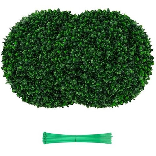 Tweedekans Coast 2 x 52 cm UV-bestendige kunstmatige buxusbollen met realistisch blad, decoratieve topiaryplanten voor binnen en buiten, groen Tweedehands