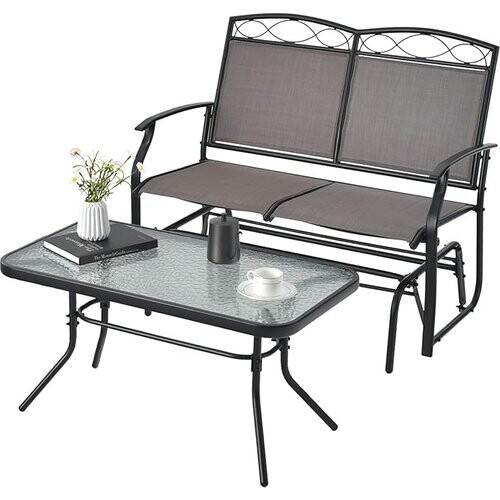 Tweedekans Coast 2-zits schommelbank met salontafel balkon meubels set tuinbank gemaakt van textiel Tweedehands