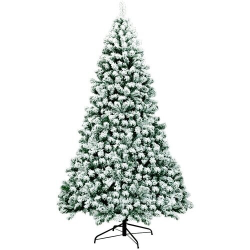 Tweedekans Coast 225 cm verlichte sneeuw -bedekte kerstboom met opvouwbare metalen standaard groen + wit Tweedehands