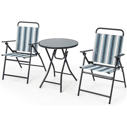 Tweedekans Coast 3-delige balkon set bistrotisch met 2 vouwstoelen zitplaatsen ingesteld met robuust metalen frame Tweedehands