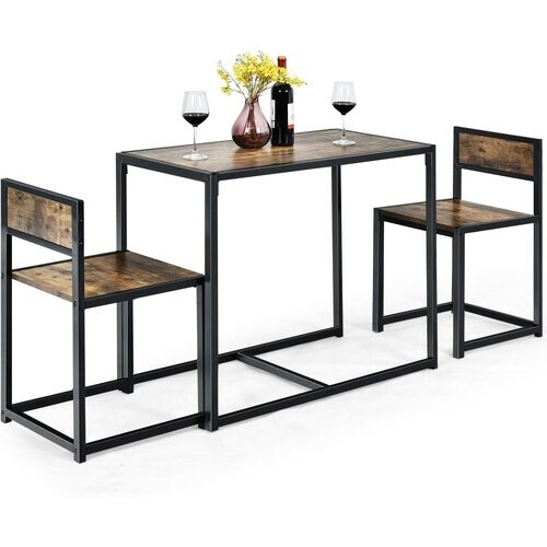 Tweedekans Coast 3-Delige Eetkamerset Bar Tafel Set Keuken Tafel + 2 Stoelen Antiek