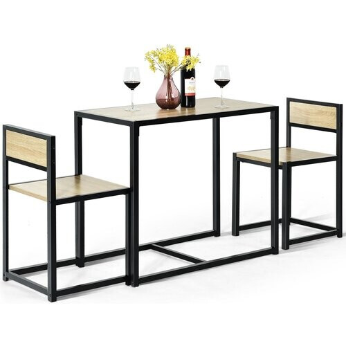 Tweedekans Coast 3-Delige Eettafel Set Bar Tafel Set Keuken Tafel Eettafel + 2 Stoelen Natuurlijk