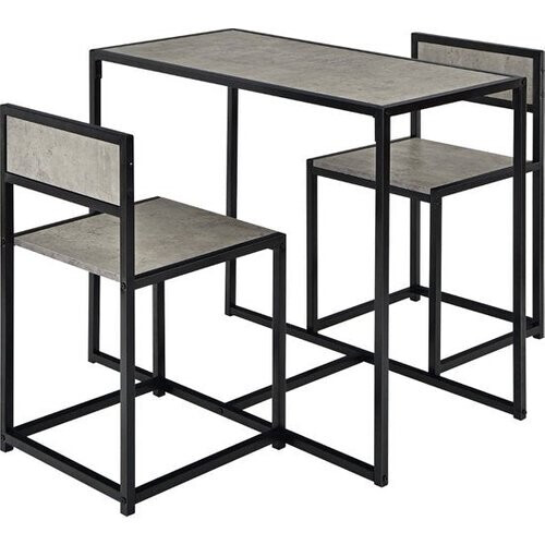 Tweedekans Coast 3-Delige Keukentafel Set met Compacte Tafel & 2 Stoelen Houten Materialen + Metaal Grijs Tweedehands