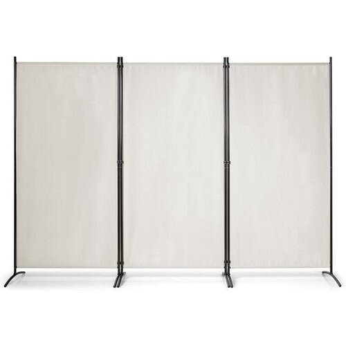 Tweedekans Coast 3 Panelen Roomdivider - Inklapbaar - 260 x 183 cm - Wit - Polyester/Staal Tweedehands
