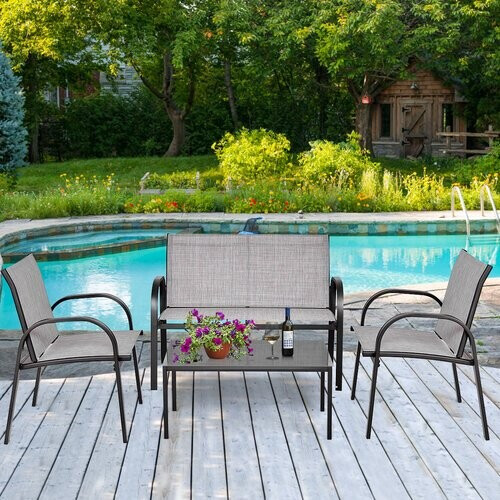 Tweedekans Coast 4-delige terrasmeubelset balkon terrace set tuin set tuin meubels grijs grijs