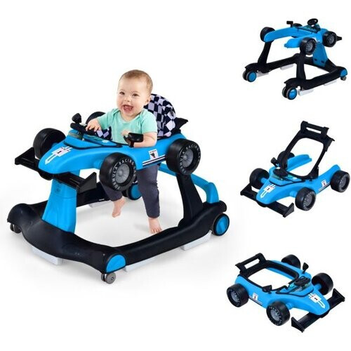 Tweedekans Coast 4-in-1 Loopwagen - Instelbare Hoogte - Anti Slip Pads - Blauw - 73 x 64 x 50,5-55,5 cm Tweedehands