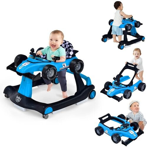 Tweedekans Coast 4-in-1 Loopwagen - Instelbare Hoogte - Anti Slip Pads - Blauw - 73 x 64 x 50,5-55,5 cm Tweedehands