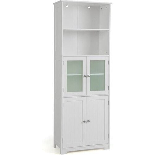 Tweedekans Coast Badkamerkast - MDF met glas - 60 x 30 x 163 cm - Wit Tweedehands