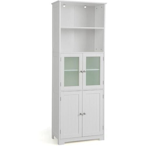 Tweedekans Coast Badkamerkast - MDF met glas - 60 x 30 x 163 cm - Wit Tweedehands