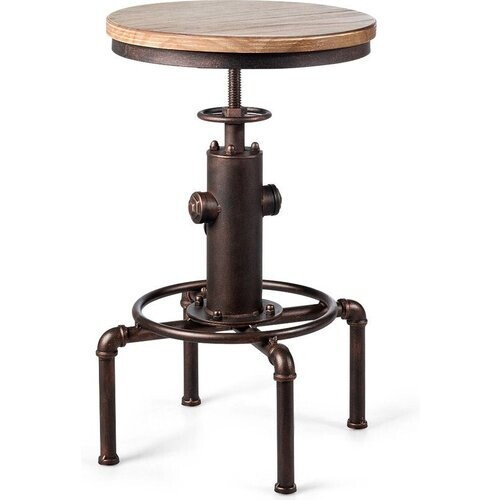 Tweedekans Coast Barkruk In Hoogte Verstelbare Bistro Kruk - 44 x 44 x 59,5 - 75 cm - Natuur + Brons Tweedehands