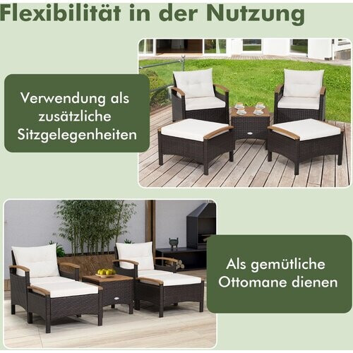 Tweedekans Coast Basket Furniture Set 5-delige rotan meubels ingesteld voor het terras