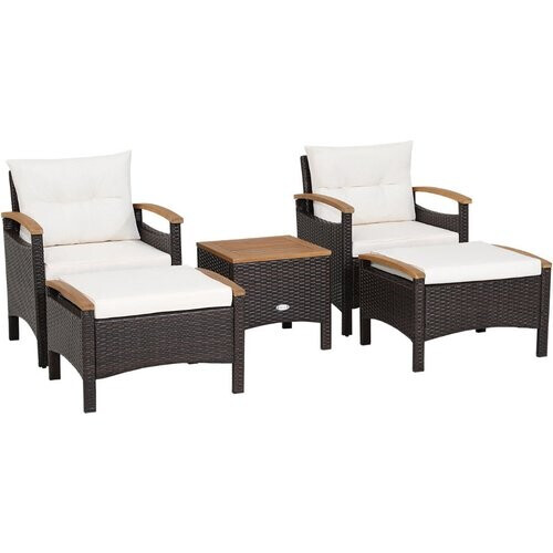 Tweedekans Coast Basket Furniture Set 5-delige rotan meubels ingesteld voor het terras