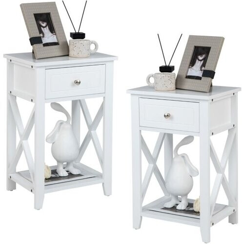 Tweedekans coast bijzettafel - 2 stuks - wit - 40 x 30 x 61,5 cm Tweedehands