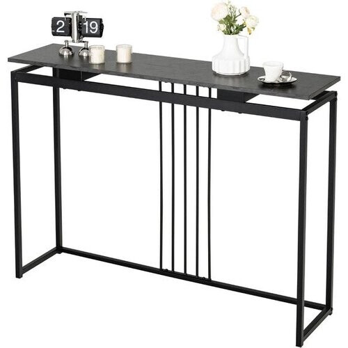 Tweedekans Coast Bijzettafel - Kunstmarmer Tafelblad - 120 x 30 x 90 cm - Zwart Tweedehands