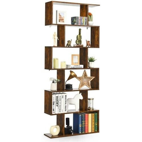 Tweedekans Coast Boekenkast – S-vormig & 6 Vakken – 80 x 23 x 191 cm – Bruin