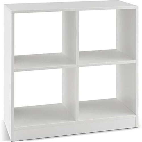 Tweedekans Coast boekenplank gemaakt van hout met 4 compartimenten Cube Plank & Tilt Protection 73 x 33 x 73 cm wit