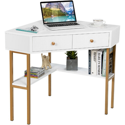 Tweedekans Coast Bureau – Hoekmodel met Laden & Open Planken – 70,5 x 70,5 x 75 cm – Wit Tweedehands