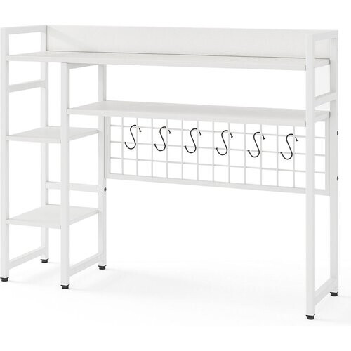 Tweedekans coast Bureau Rek - 94 × 25 × 74 cm - 4 Niveaus - Metalen Rasterpaneel + 6 Haakjes - Wit Tweedehands