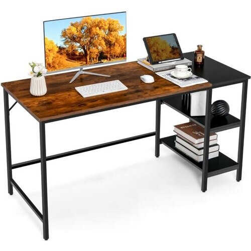 Tweedekans Coast Bureau - Stalen Frame - 140x60x74cm - Incl. Opbergkast - Zwart & Bruin Tweedehands