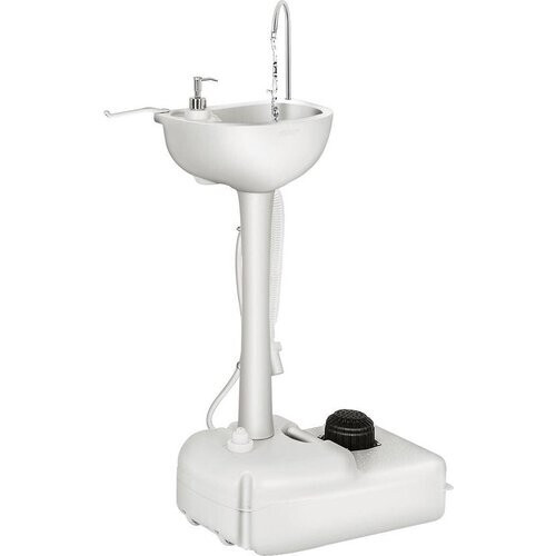 Tweedekans Coast. Camping wastafel - 17 liter watertank - voetpomp & handdoekhouder - 51x33x102 cm - wit