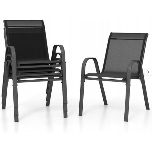 Tweedekans Coast campingstoelen ingesteld vanaf 4 terrasstoelen 55 x 67 x 83 cm zwart + grijs