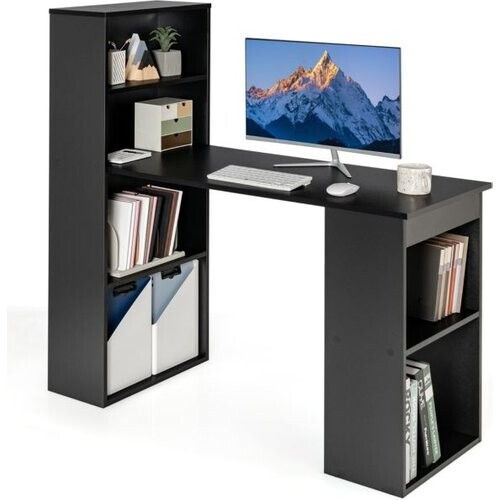 Tweedekans Coast Computerbureau - 6 Niveaus - 90 kg Draagvermogen - Incl. Boekenkast - 122 x 51 x 122cm - Zwart