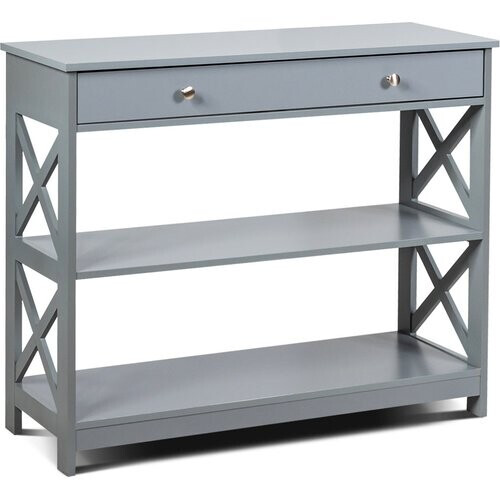 Tweedekans Coast Console Tafel 3 Niveau met Lade Houten Haltafel 100 x 30 x 80 cm Grijs Tweedehands